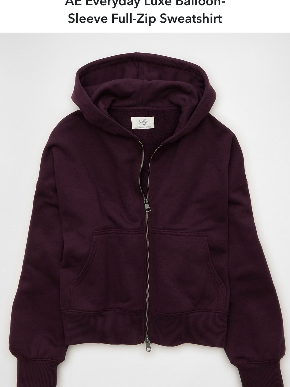 AE Full-Zip Balloon-Sleeve Hoodie